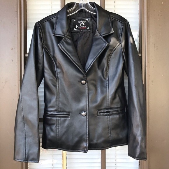 Emporio Armani Collezione Faux Leather Button Up Jacket- Medium- NWOTs! - Picture 1 of 10